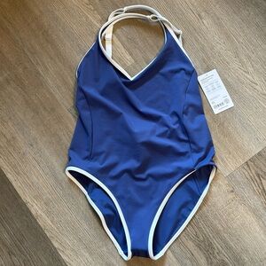 NWT Athleta Seabreeze One piece swimsuit, dusk/white, size medium